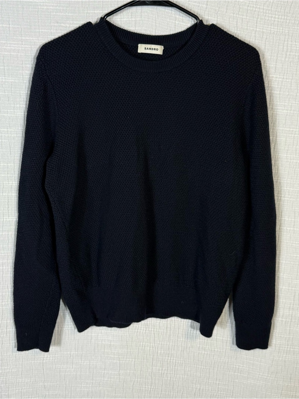 SANDRO Paris Honeycomb Textured Charcoal Sweater XS blue